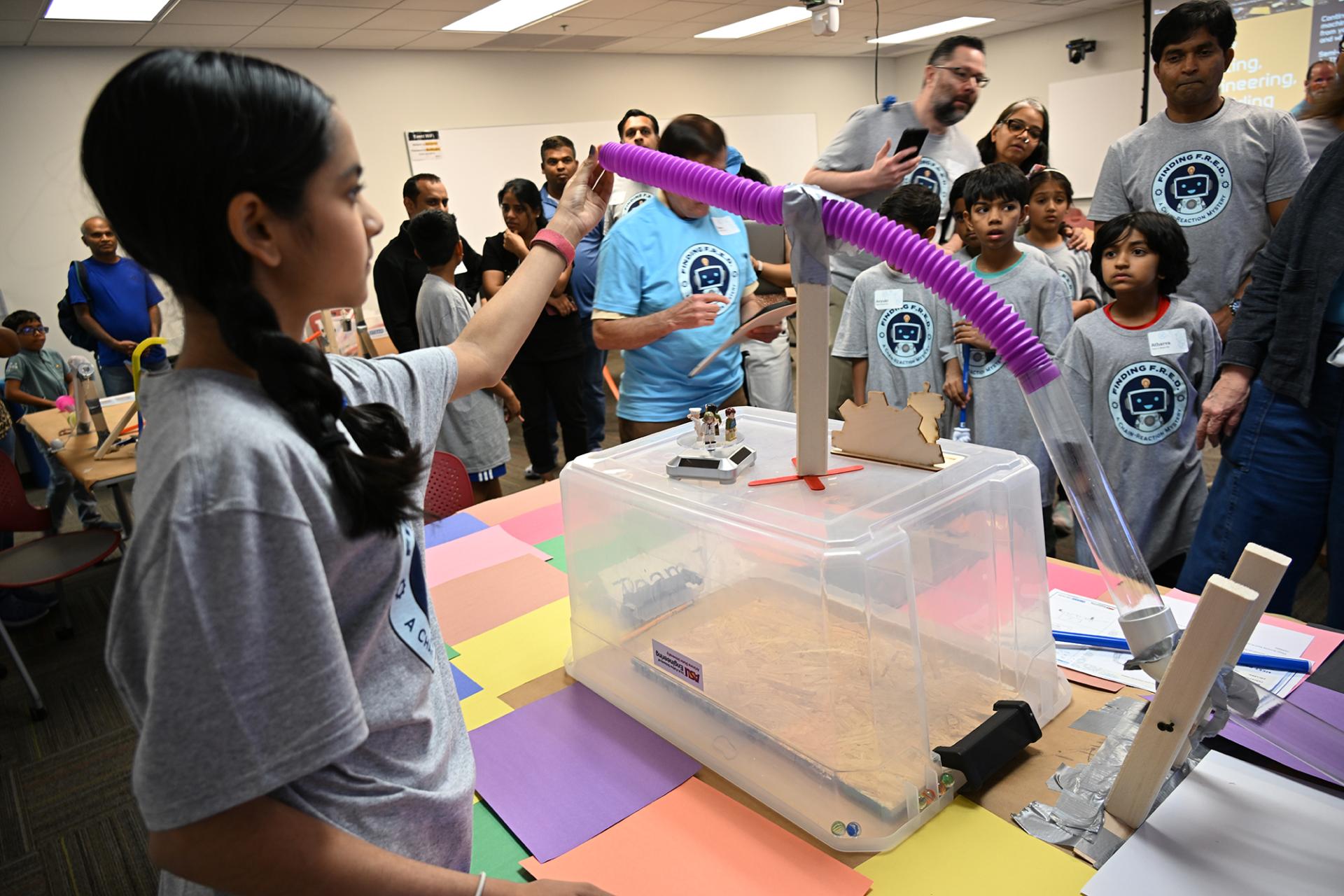 students participating in the Finding F.R.E.D. STEAM Hackathon